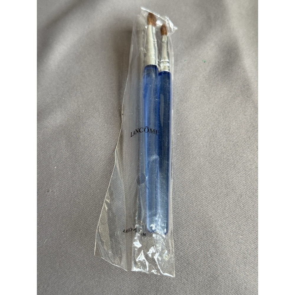 New LANCOME‎ BLENDING EYE SHADOW BRUSH Blue Set of 2 Brand New Sealed 5.5"